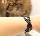 Katzen Armband, Schwarzes Kautschuk Armband, Breite: 28 mm