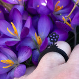Flower Ring, Fancy Black Natural Rubber Women & Kids Ring