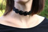 Schwarze Perlenkette aus Kautschuk, Choker / Halsband, Breite: 250 mm