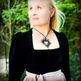 Collier Coeur, Long Collier Caoutchouc Noir