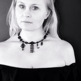 Collier Art Déco, collier en caoutchouc noir pour femme