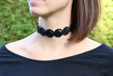 Schwarze Perlenkette aus Kautschuk, Choker / Halsband, Breite: 250 mm