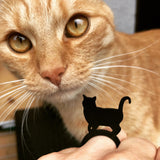 Anneau gros chat, anneau noir en caoutchouc naturel