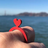 Herz Ring, Damen & Kinder Ring in Schwarz & Rot