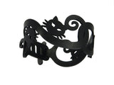 Katzen Armband, Schwarzes Kautschuk Armband, Breite: 28 mm