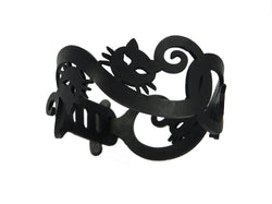 Bracelet chat, bracelet en caoutchouc noir, largeur : 28 mm