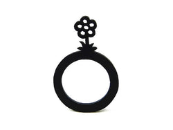 Anello floreale, insolito anello nero da donna e bambino in gomma naturale