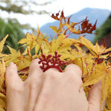Korallen Ring, Ausgefallener Kautschukring in Schwarz & Rot