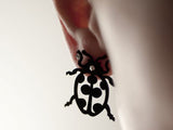 Ladybug Earrings, Natural Rubber Earrings in Black & Red
