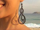 Shell Earrings, Long Black Natural Rubber Statement Earrings