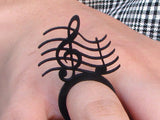 Anillo de música, anillo negro de lujo hecho de caucho natural