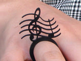 Music Ring, Fancy Black Natural Rubber Ring