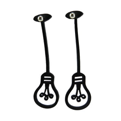 Light bulb earrings, Black natural rubber earrings