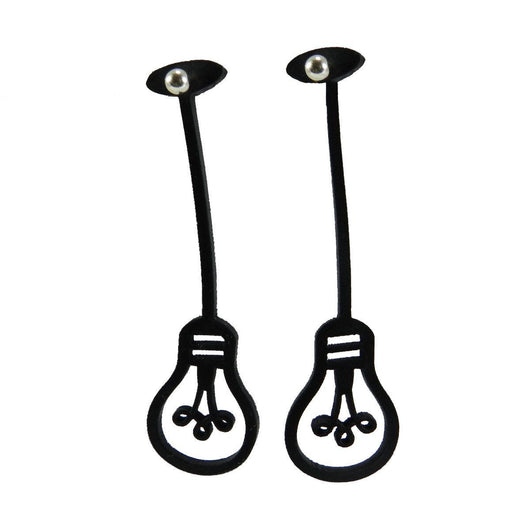Light bulb earrings, Black natural rubber earrings