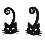 Cats earrings, Black natural rubber earrings
