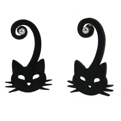 Boucles d'oreilles chat, Boucles d'oreilles noires en caoutchouc naturel