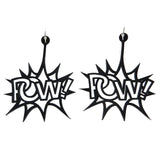 Pendientes POW Explosion, pendientes llamativos negros hechos de caucho natural