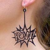 Pendientes POW Explosion, pendientes llamativos negros hechos de caucho natural