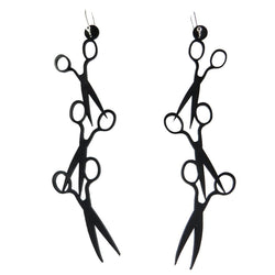 Scissors Earrings, Long Black Natural Rubber Earrings