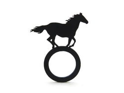 Anillo de caballo, anillo de goma negro para damas y niños para los amantes de los caballos