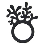 Korallen Ring, Ausgefallener Kautschukring in Schwarz & Rot