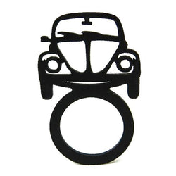 VW Beetle Ring, anello nero in gomma naturale