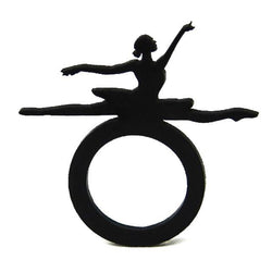 Anillo de bailarina, elegante anillo negro para damas y niños