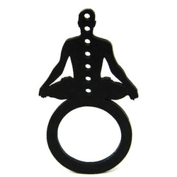 Anillo de yoga Chakra, anillo llamativo negro elegante