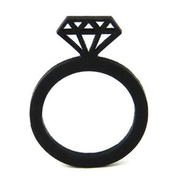 Bague diamant noir, Bague insolite en caoutchouc naturel