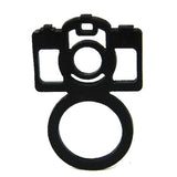 Photo Camera Ring, Black Natural Rubber Statement Ring