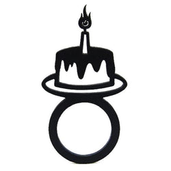 Birthday Cake Ring, Fancy Black Rubber Ring