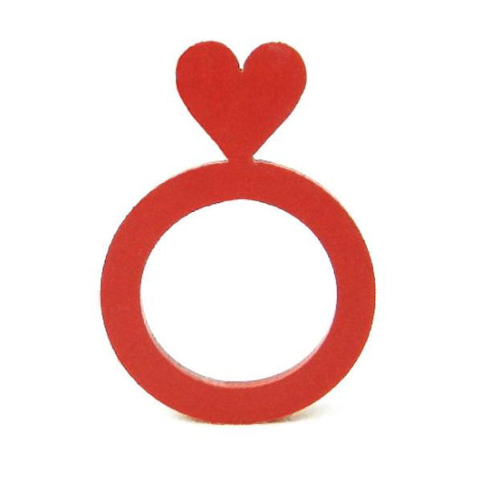 Anillo de corazón, anillo de mujer y niño en negro y rojo.