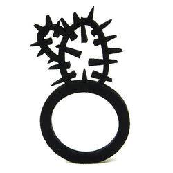 Anello Cactus, Insolito anello nero in gomma naturale