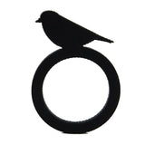 Vogel Ring, Schwarzer Damen & Kinder Ring aus Naturkautschuk