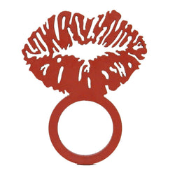 Anillo boca besando, anillo de mujer fabricado en caucho natural en color rojo