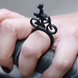 Girl on Bicycle Ring, Black Rubber Ring