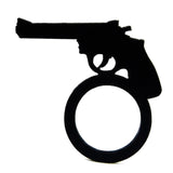 Revolver Ring, Auffallender Schwarzer Naturkautschuk Ring