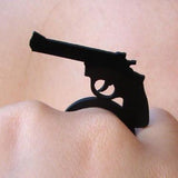 Revolver Ring, Auffallender Schwarzer Naturkautschuk Ring