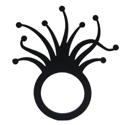 Anillo Sea Anemone, Black Fancy anillo de caucho natural