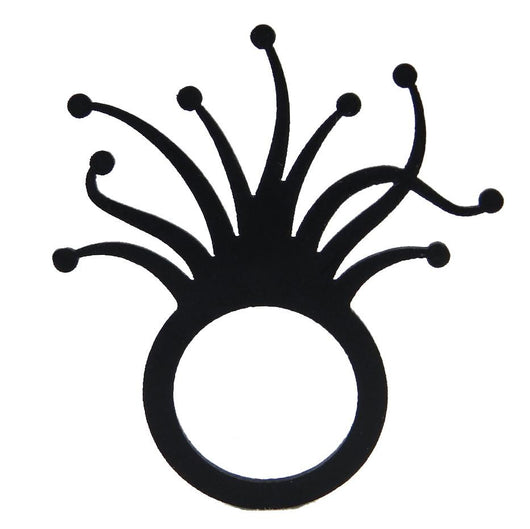 Sea Anemone Ring, Black Fancy Natural Rubber Ring