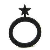 Stern Ring, Schwarzer Ring aus Naturkautschuk