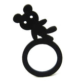 Teddy Bear Ring, Fancy Black Ladies & Children's Ring en caoutchouc naturel