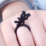Teddy Bear Ring, Fancy Black Natural Rubber Ladies & Kids Ring