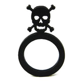 Bague tête de mort, bague noire insolite en caoutchouc naturel