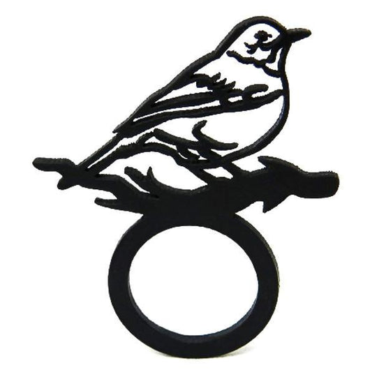 Anillo de pájaro, anillo negro elegante