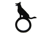 Pierścionek Owczarek Niemiecki, czarny kauczukowy pierścionek dla miłośników zwierząt