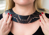 Collier serpent, grand collier noir en caoutchouc naturel