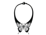 Butterfly Necklace, Black Natural Rubber Necklace