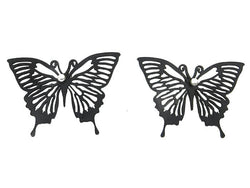 Butterfly Earrings, Natural Rubber Earrings in Black & Red