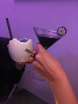 Sekt Glas Ring, Ausgefallener Schwarzer Ring aus Naturkautschuk